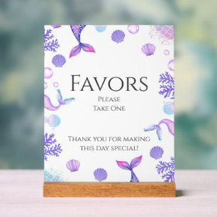 Purple Mermaid Themed Birthday Party Favours Acrylic Sign
