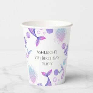 Purple Mermaid Themed Birthday Party  Paper Cups