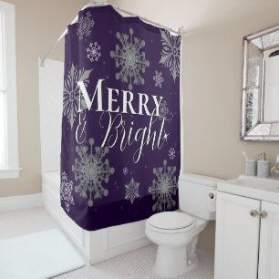 Purple Merry and Bright Snowflakes Christmas