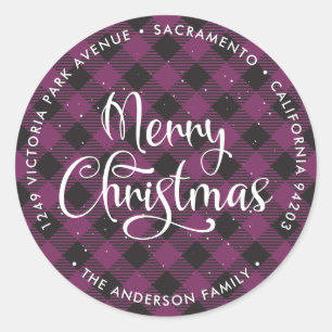 Purple Merry Christmas Return Address Labels