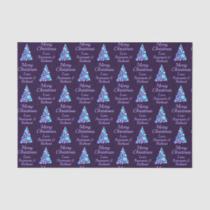 Purple Merry Christmas Tree with Name Wrapping Pa Tissue Paper