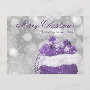 Purple Merry Christmas Winter Holiday Postcards