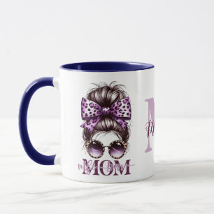 Purple Messy Bun Mom Wife Boss Mug
