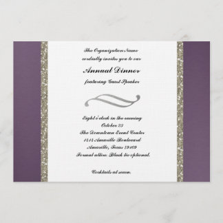 Purple Metallic and Silver Dinner Invitation