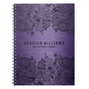 Purple Metallic Background With Black Lace Notebook