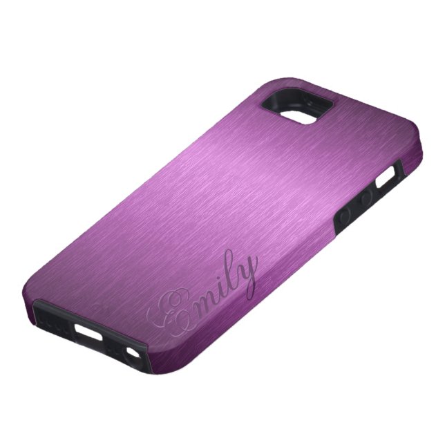 Purple Metallic Brushed Aluminum Look Monogram Case-Mate iPhone Case (Bottom)