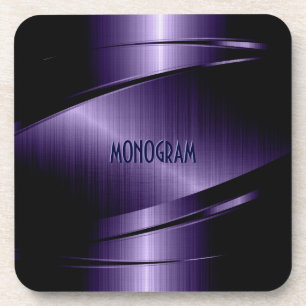Purple Metallic Design Stainless Steel Look Coaster