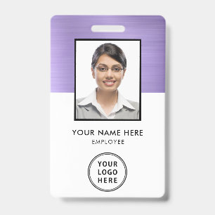 Purple Metallic Employee Photo ID Logo Badge
