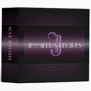 Purple Metallic Metal Look Monogram Binder