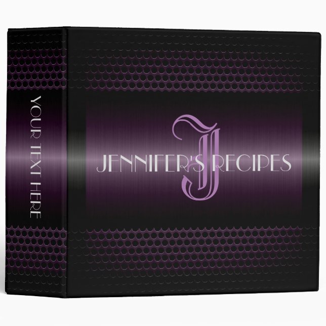 Purple Metallic Metal Look Monogram Binder (Front/Spine)
