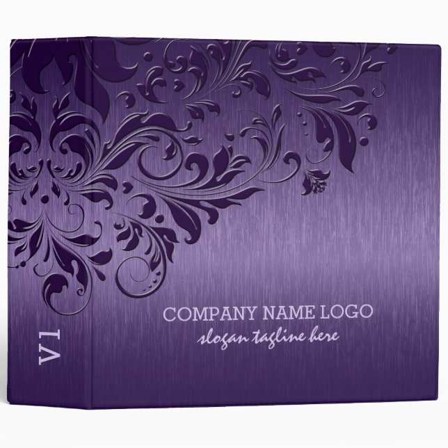 Purple Metallic Texture & Floral Lace Binder (Front/Spine)