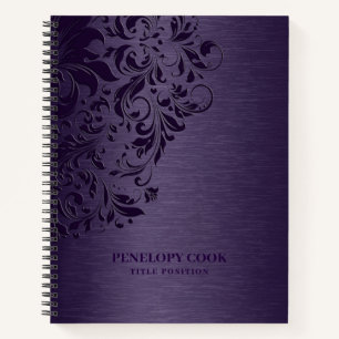 Purple Metallic Texture With Purple Floral Lace Notebook