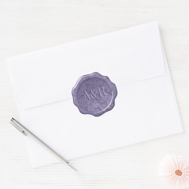 Purple metallic Wax seal Sticker monogram, (Envelope)