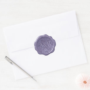 Purple metallic Wax seal Sticker monogram,