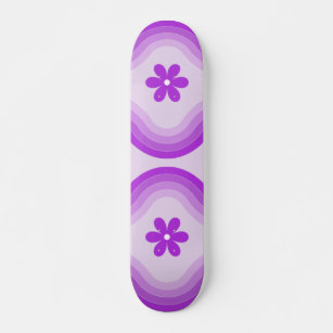 Purple Mid Century Modern Floral Rainbow Abstract Skateboard