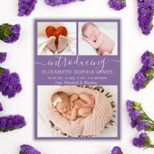 Purple mignon fille Faire-part de naissance photo