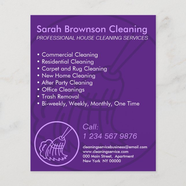 Purple Minimal Home Cleaning House Keeper Flyer (Front)