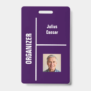 Purple Minimal Organizer Event ID Badge