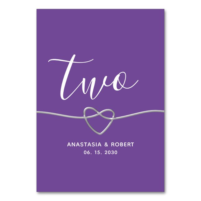 Purple Minimal Wedding Table Number (Front)