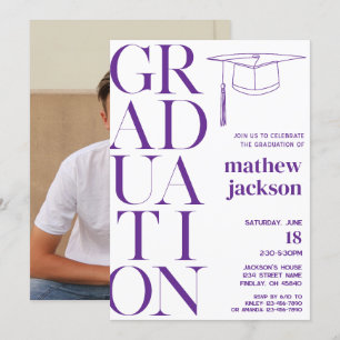 Purple Minimalist '24 Graduation Party Personalize Invitation