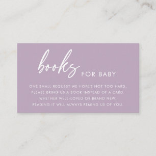 Purple Minimalist Books for Baby Shower Enclosure Card