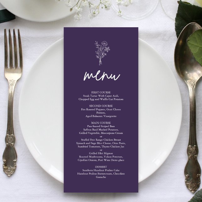 Purple Minimalist Botanicals Terracotta Wedding Menu (Creator Uploaded)