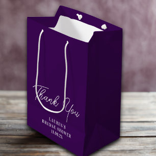 Purple Minimalist Bridal Shower Thank You Medium Gift Bag