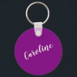 Purple Minimalist Calligraphy Personalized Name  Keychain<br><div class="desc">Minimalist Calligraphy Personalized Name Keychain in Purple Violet</div>
