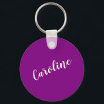 Purple Minimalist Calligraphy Personalized Name  Keychain<br><div class="desc">Minimalist Calligraphy Personalized Name Keychain in Purple Violet</div>