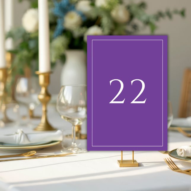 Purple Minimalist Elegant Wedding  Table Number (Creator Uploaded)