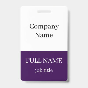 Purple Minimalist Employee Badge No Logo No Photo
