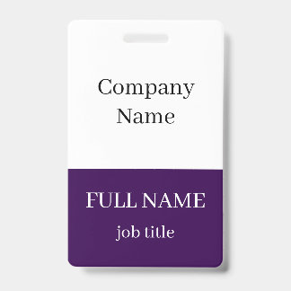 Purple Minimalist Employee Badge No Logo No Photo