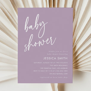 Purple Minimalist Modern Baby Shower Invitation