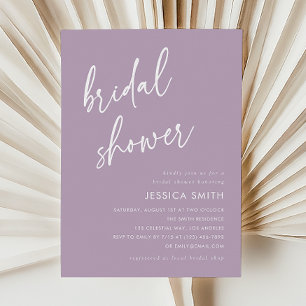 Purple Minimalist Modern Bridal Shower Invitation