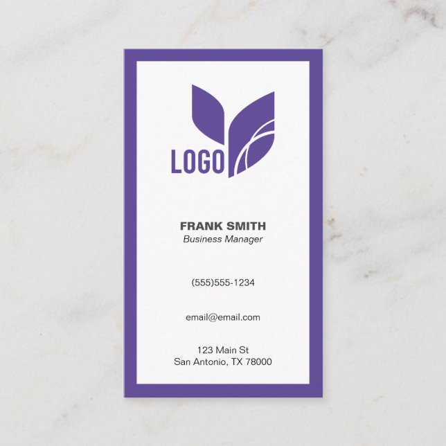 Purple Minimalist Modern Business Card (Front)