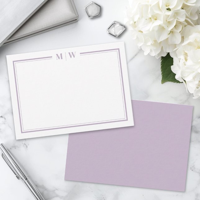 Purple Minimalist Monogram Card (Purple Minimalist Monogram Note Card)