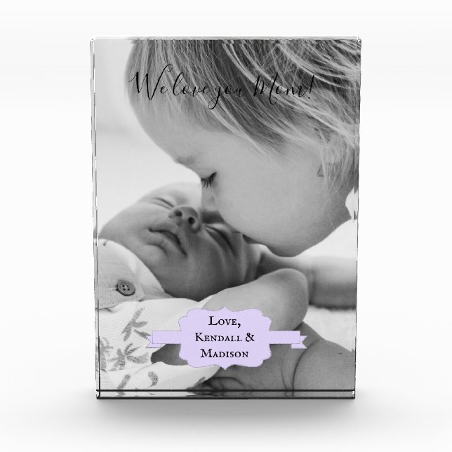 Purple Minimalist Mother's Day Photo Block (Front)