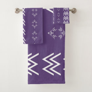 Purple Minimalist Mudcloth Bath Towel Set