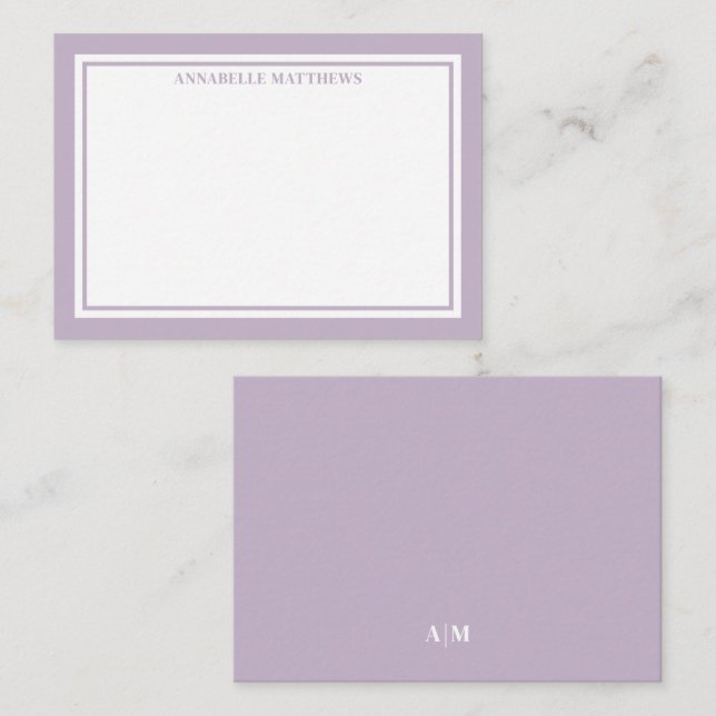 Purple Minimalist Name Monogram Card (Front/Back)