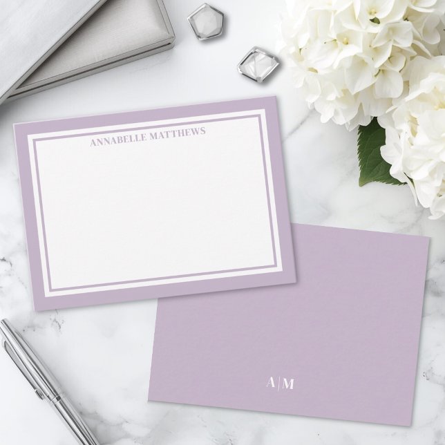 Purple Minimalist Name Monogram Card (Purple Minimalist Name Monogram Note Card)
