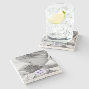 Purple Minimalist Photo Mother's Day Stone Coaster
