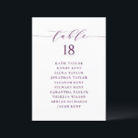 Purple Minimalist Script Seating Plan Table Number<br><div class="desc">This is a customizable table number seating plan. It features a purple whimsical script and classic typography. Personalize by adding your own details. This minimalist table seating plan is perfect for weddings,  baby showers,  bridal showers,  birthdays,  and so much more.</div>