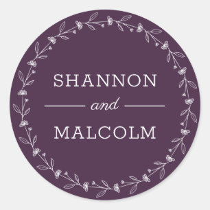 Purple Minimalist Wedding Envelope Seal