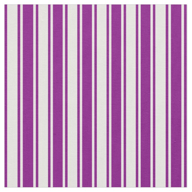 Purple & Mint Cream Coloured Stripes Pattern Fabric (Close Up)