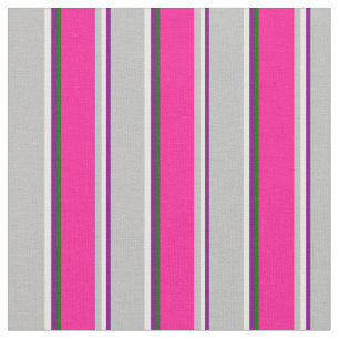 Purple, Mint Cream, Grey, Deep Pink & Dark Green Fabric