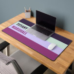 Purple, Mint Green & Magenta Stripes Pattern  Desk Mat<br><div class="desc">Enhance your workspace with the Blue, Purple, Pink, and Red Stripes Pattern Personalized Desk Mat. Featuring a bold and colourful striped design, this mat provides a smooth surface for your keyboard and mouse while adding a stylish touch to your desk. Customize it with a name for a unique and personal...</div>