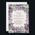 Purple Mint Green Watercolor Floral 50th Birthday Invitation<br><div class="desc">Celebrate the big 5-0 with this elegant 50th birthday invitation, decorated with a border of watercolor roses, lilacs, and greenery in shades of purple, lavender, and soft mint green. The stylish floral design and graceful script make it a timeless way to invite loved ones to a milestone celebration. Perfect for...</div>