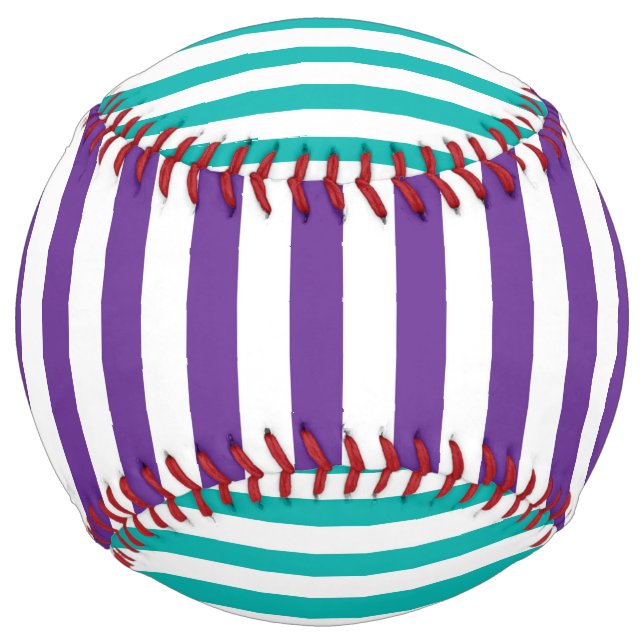 Purple Mint Stripes Designer Softball (Front)