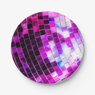 Purple Mirror Disco Ball Paper Plate