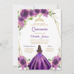 Purple Mis Quince Invitation, Lilac Quinceanera  Invitation